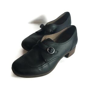 Dansko Black‎ Livie Monk Strap Wingtip Loafers Size 6.5/7 Staple Capsule Office